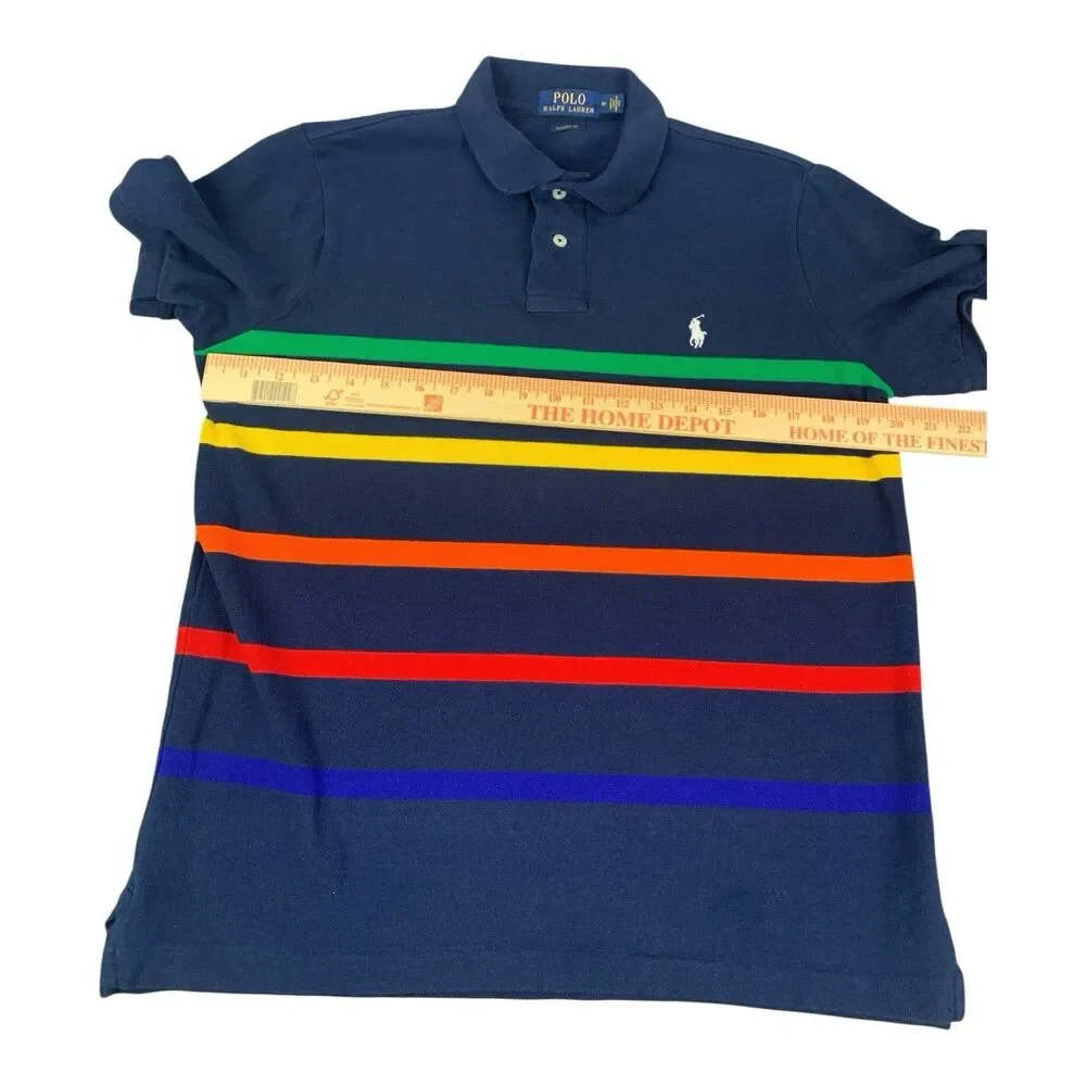 Polo Ralph Lauren Men’s Polo Shirt Multicolor Striped Classic Fit Rainbow Medium